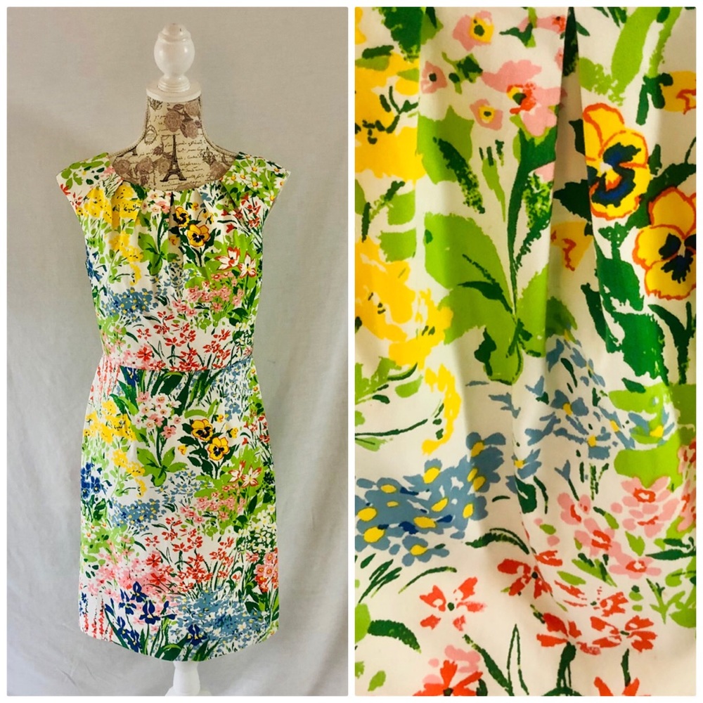 Spense Floral Sheath Dress Size 6 Stretch Cotton